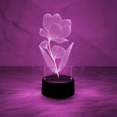 3D Illusion Flower Design Night Lamp for Home & Office Decor Light   Unique Bedside Desk Table Lamp with 7 Color Changing Light