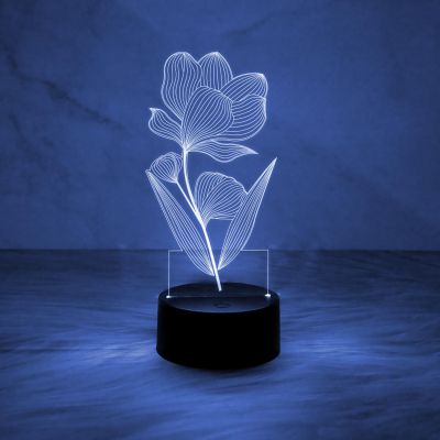 3D Illusion Flower Design Night Lamp for Home & Office Decor Light   Unique Bedside Desk Table Lamp with 7 Color Changing Light