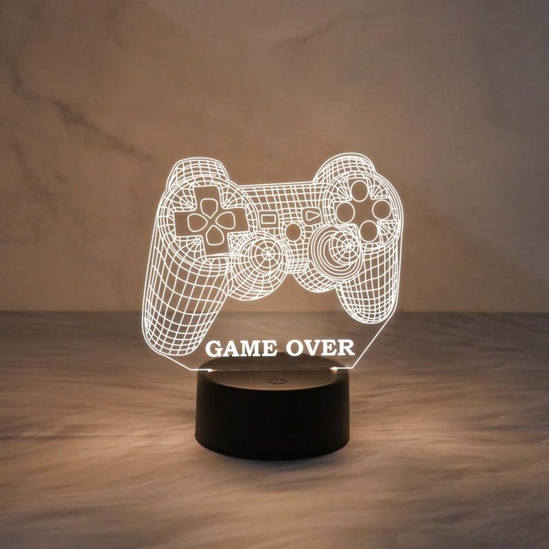 3D Illusion Game Controller Night Lamp Table Desk Decor Light with Warm White Light  Gaming Room Decor Light  Gift for Gamer  Birthday Gift
