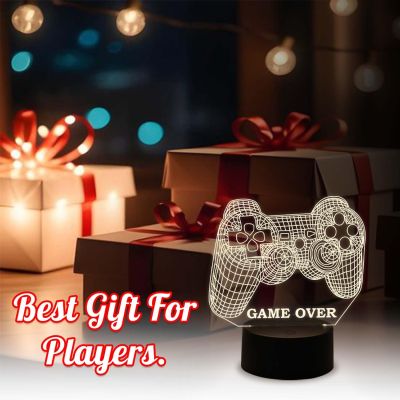 3D Illusion Game Controller Night Lamp Table Desk Decor Light with Warm White Light  Gaming Room Decor Light  Gift for Gamer  Birthday Gift