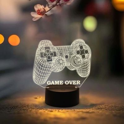 3D Illusion Game Controller Night Lamp Table Desk Decor Light with Warm White Light  Gaming Room Decor Light  Gift for Gamer  Birthday Gift