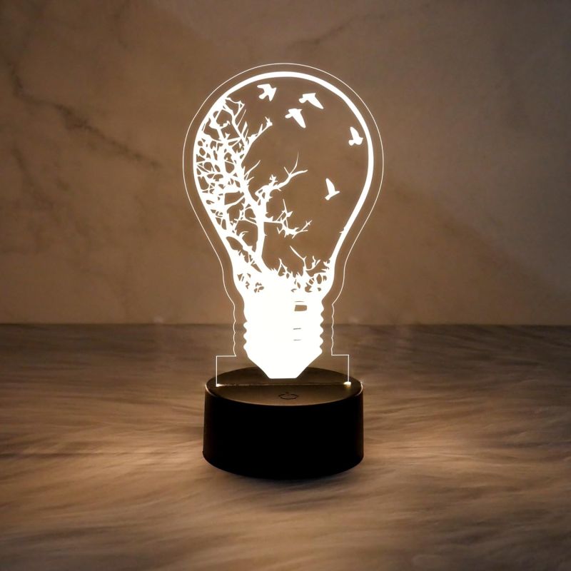 3D Illusion Home Decor Desk Table Lamp  Bulb Shape Design Nightlight  Warm White Light   Bedside Table Lamp  Kids Room Decor Lamp