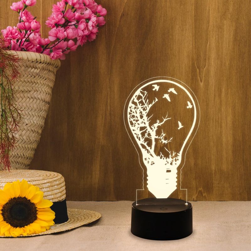 3D Illusion Home Decor Desk Table Lamp  Bulb Shape Design Nightlight  Warm White Light   Bedside Table Lamp  Kids Room Decor Lamp