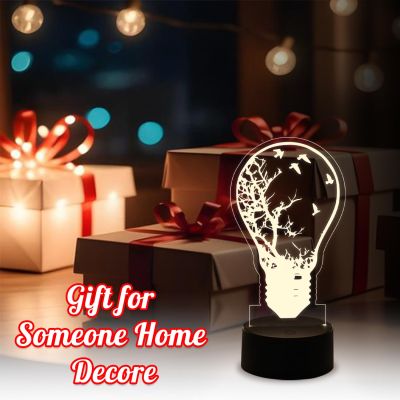 3D Illusion Home Decor Desk Table Lamp  Bulb Shape Design Nightlight  Warm White Light   Bedside Table Lamp  Kids Room Decor Lamp