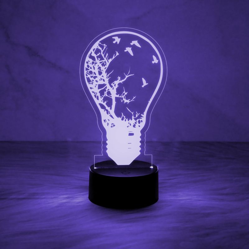 3D Illusion Home Decor Desk Table Lamp  Bulb Shape Design Nightlight  Automatic Color Changing Light   Bedside Table Lamp  Kids Room Decor Lamp