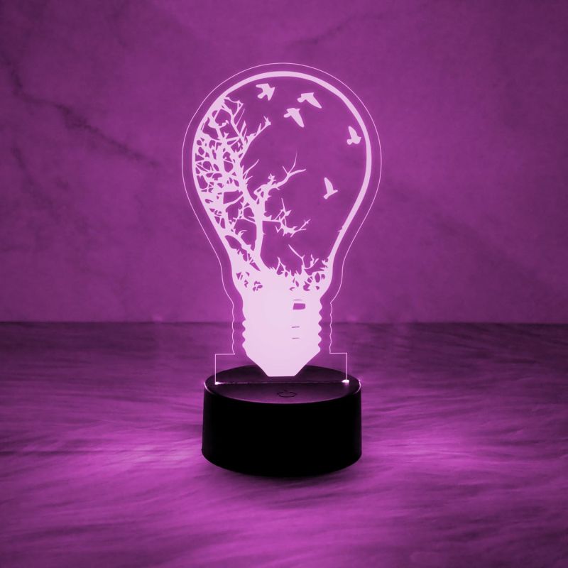 3D Illusion Home Decor Desk Table Lamp  Bulb Shape Design Nightlight  Automatic Color Changing Light   Bedside Table Lamp  Kids Room Decor Lamp