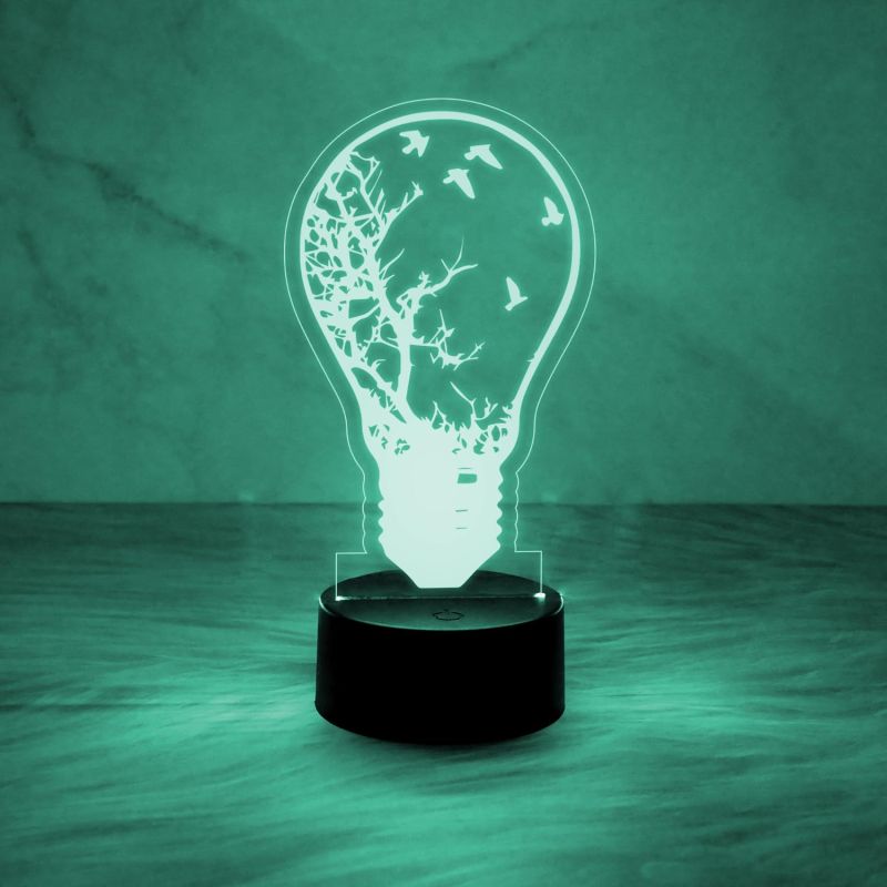 3D Illusion Home Decor Desk Table Lamp  Bulb Shape Design Nightlight  Automatic Color Changing Light   Bedside Table Lamp  Kids Room Decor Lamp