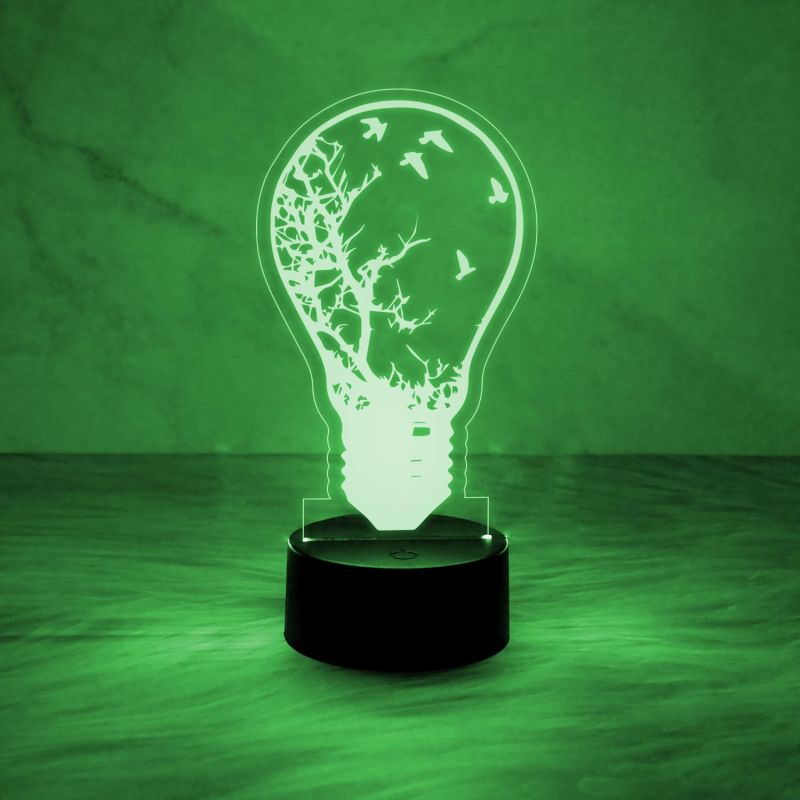 3D Illusion Home Decor Desk Table Lamp  Bulb Shape Design Nightlight  Automatic Color Changing Light   Bedside Table Lamp  Kids Room Decor Lamp