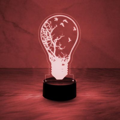 3D Illusion Home Decor Desk Table Lamp  Bulb Shape Design Nightlight  Automatic Color Changing Light   Bedside Table Lamp  Kids Room Decor Lamp