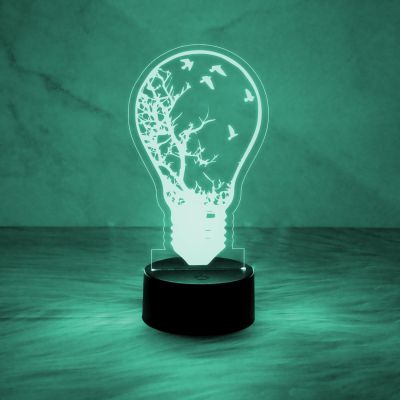 3D Illusion Home Decor Desk Table Lamp  Bulb Shape Design Nightlight  Automatic Color Changing Light   Bedside Table Lamp  Kids Room Decor Lamp