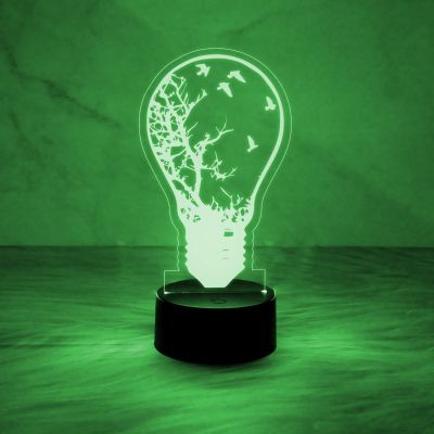 3D Illusion Home Decor Desk Table Lamp  Bulb Shape Design Nightlight  Automatic Color Changing Light   Bedside Table Lamp  Kids Room Decor Lamp
