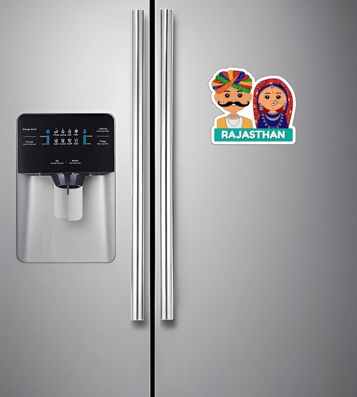Rajasthani Couple Wooden Fridge Magnet  Rajasthani Traditional Fridge Magnet for Refrigerator Door Decor  Home & Kitchen Decoration