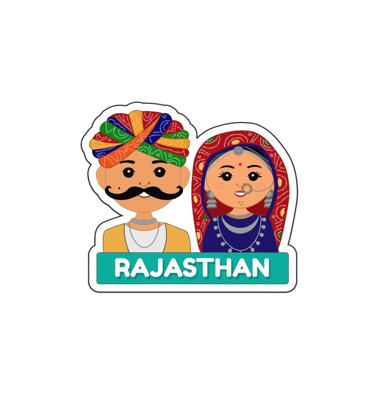 Rajasthani Couple Wooden Fridge Magnet  Rajasthani Traditional Fridge Magnet for Refrigerator Door Decor  Home & Kitchen Decoration