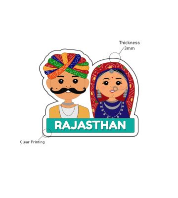 Rajasthani Couple Wooden Fridge Magnet  Rajasthani Traditional Fridge Magnet for Refrigerator Door Decor  Home & Kitchen Decoration