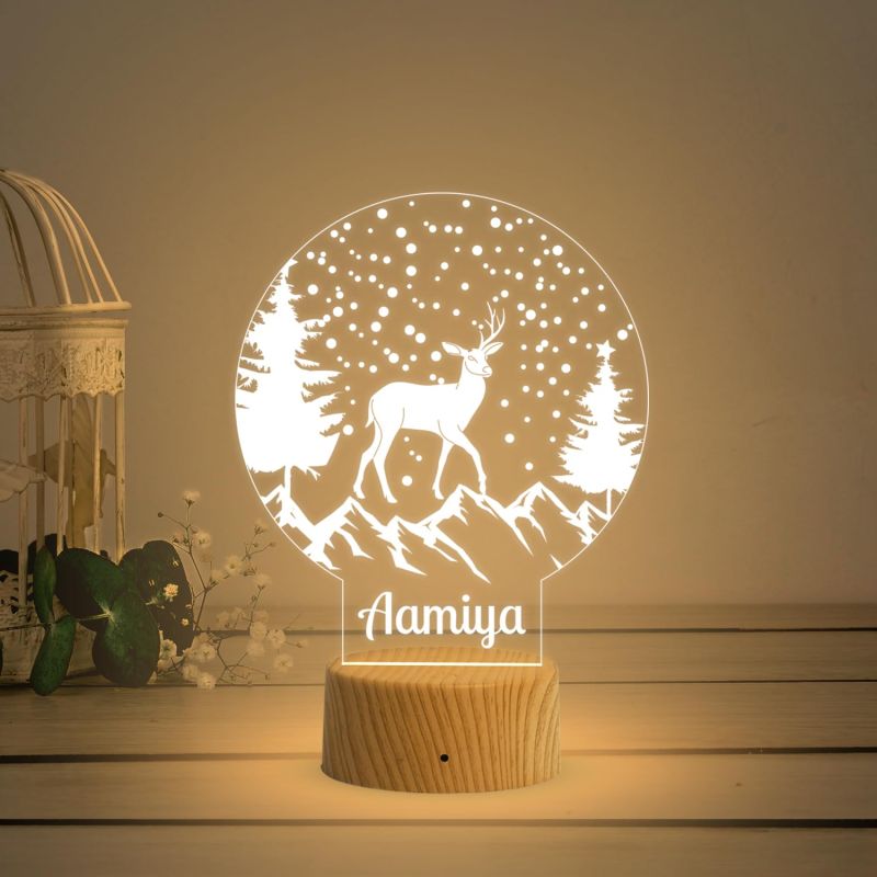 Acrylic Deer Night Lamp Christmas Decor Light Personalized with Name Warm White Light   Gift for Christmas  Gift for Kids  Home Decor Lamp