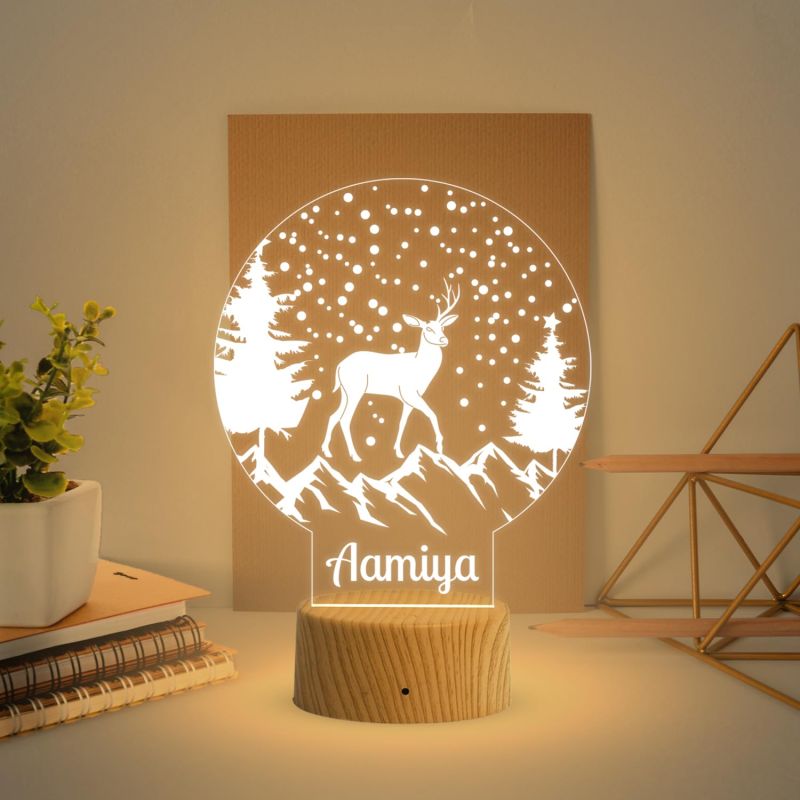 Acrylic Deer Night Lamp Christmas Decor Light Personalized with Name Warm White Light   Gift for Christmas  Gift for Kids  Home Decor Lamp