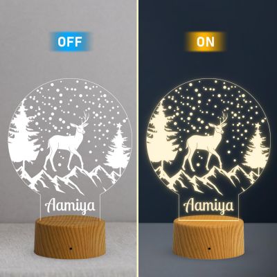 Acrylic Deer Night Lamp Christmas Decor Light Personalized with Name Warm White Light   Gift for Christmas  Gift for Kids  Home Decor Lamp