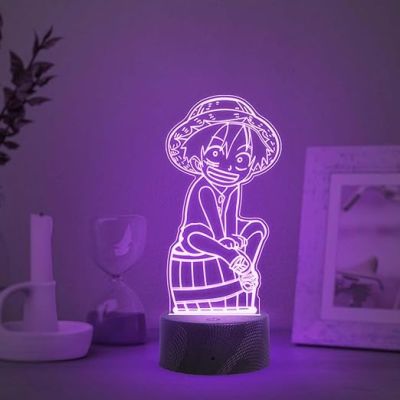 3D Illusion MonkeyDLuffy  Anime  Night Lamp with Automatic  Color Changing Light  Anime Home Decor Light  Gift for Anime Lover, Birthday Gift