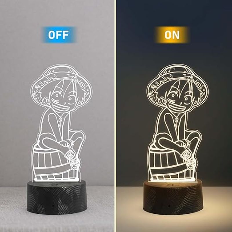 3D Illusion MonkeyDLuffy Anime Night Lamp with Warm White Light   Anime Home Decor Light  Gift for Anime Lover, Birthday Gift