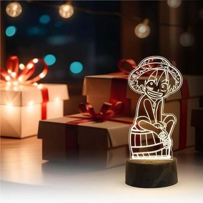 3D Illusion MonkeyDLuffy Anime Night Lamp with Warm White Light   Anime Home Decor Light  Gift for Anime Lover, Birthday Gift
