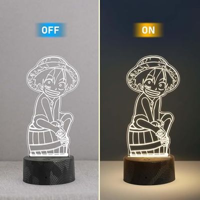 3D Illusion MonkeyDLuffy Anime Night Lamp with Warm White Light   Anime Home Decor Light  Gift for Anime Lover, Birthday Gift