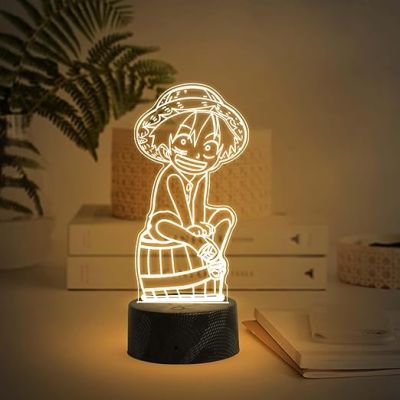 3D Illusion MonkeyDLuffy Anime Night Lamp with Warm White Light   Anime Home Decor Light  Gift for Anime Lover, Birthday Gift