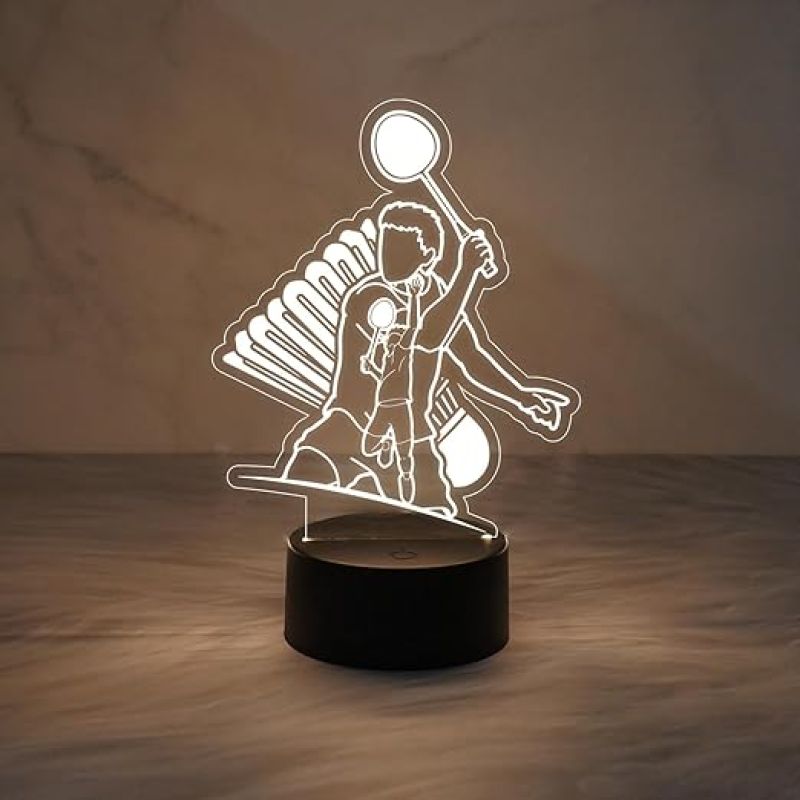 3D Illusion Led Light for Home & Office Decor Bazar Badminton Player Night Lamp with Warm White Light  Kids Room Decor Light  Gift for Player  Acrylic Lamp for Gift