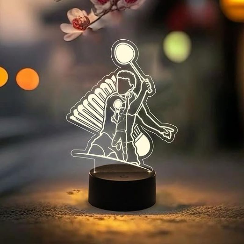 3D Illusion Led Light for Home & Office Decor Bazar Badminton Player Night Lamp with Warm White Light  Kids Room Decor Light  Gift for Player  Acrylic Lamp for Gift