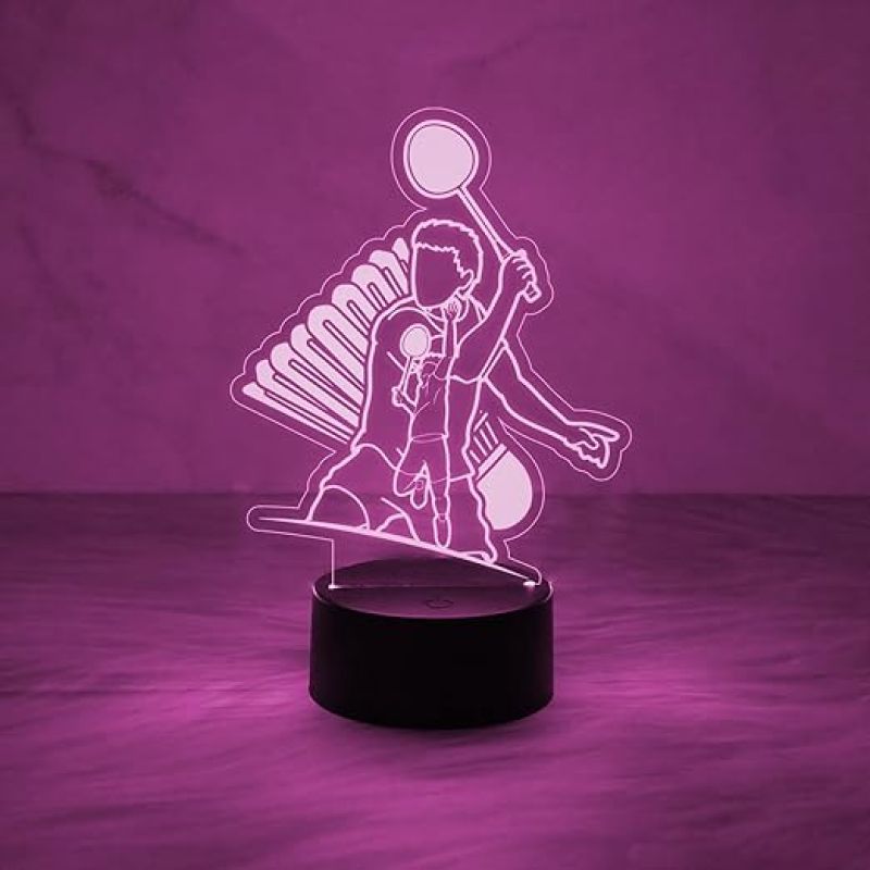 3D Illusion Badminton Player  Night Lamp with 7 Color Changing Light  Kids Room Decor Light  Gift for Player  Acrylic Lamp for Gift