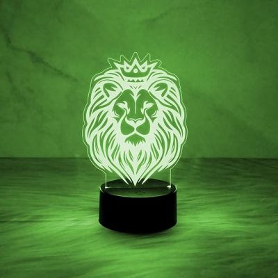 3D Illusion Lion Face Night Lamp  Animal Night Light with Multicolored Lamp & USB Cable  Kids Room Bedside Table Lamp