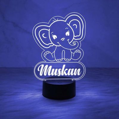 Cute Baby Elephant Personalized Night Lamp with Automatic Color Changing Light   Birthday Gift for Kids  Kids Room Decor Light