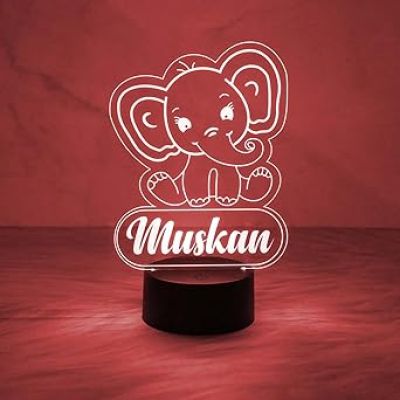 Cute Baby Elephant Personalized Night Lamp with Automatic Color Changing Light   Birthday Gift for Kids  Kids Room Decor Light