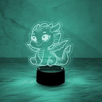 Cute Baby Dragon Acrylic Led Lamp with 7 Color Changing Light  3D LED Desk Table Lamp as Home Decoration  Kids Room Lighting Creative Decoration