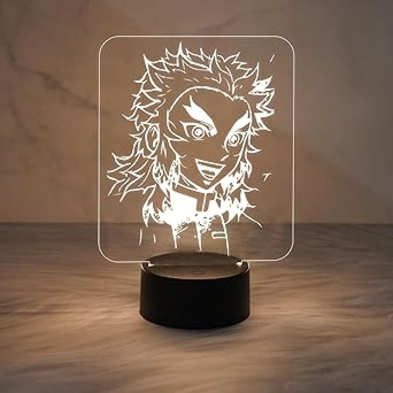 3D Illusion Anime kyojurorengoku Lamp for Room Decoration Table Lamp Bedside Demon Slayer Led Warm White Night Light  Anime Home Decor Light