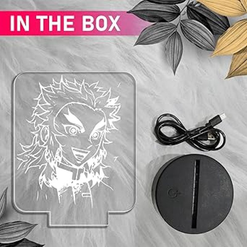 3D Illusion Anime kyojurorengoku Lamp for Room Decoration Table Lamp Bedside Demon Slayer Led Warm White Night Light  Anime Home Decor Light