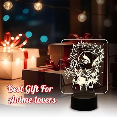 3D Illusion Anime kyojurorengoku Lamp for Room Decoration Table Lamp Bedside Demon Slayer Led Warm White Night Light  Anime Home Decor Light