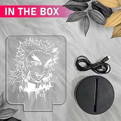 3D Illusion Anime kyojurorengoku Lamp for Room Decoration Table Lamp Bedside Demon Slayer Led Warm White Night Light  Anime Home Decor Light
