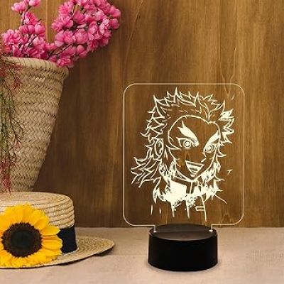 3D Illusion Anime kyojurorengoku Lamp for Room Decoration Table Lamp Bedside Demon Slayer Led Warm White Night Light  Anime Home Decor Light