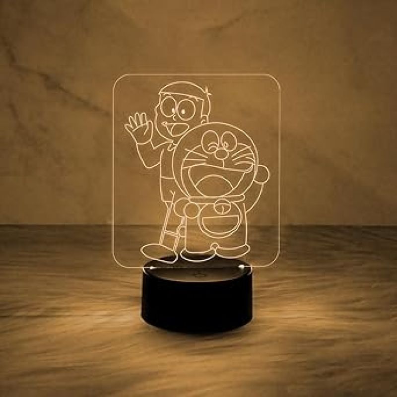 .3D Illusion Doraemon & SuneoHonekawa Cartoon Night Lamp with 7 Color Changing Light   Cute Night Lamp  Birthday Gifts  Lamp for Kids