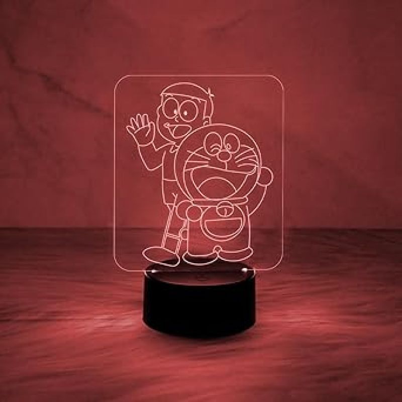 .3D Illusion Doraemon & SuneoHonekawa Cartoon Night Lamp with 7 Color Changing Light   Cute Night Lamp  Birthday Gifts  Lamp for Kids