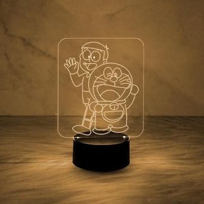 .3D Illusion Doraemon & SuneoHonekawa Cartoon Night Lamp with 7 Color Changing Light   Cute Night Lamp  Birthday Gifts  Lamp for Kids