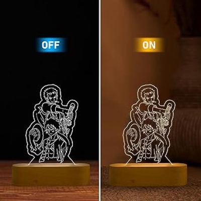 3D Illusion Zoro Manga & MonkeyDLuffy LED Night Lamp with Cool White Color Gift for Anime Lover, Birthday Gift, Kids Room Decor Table Lamp
