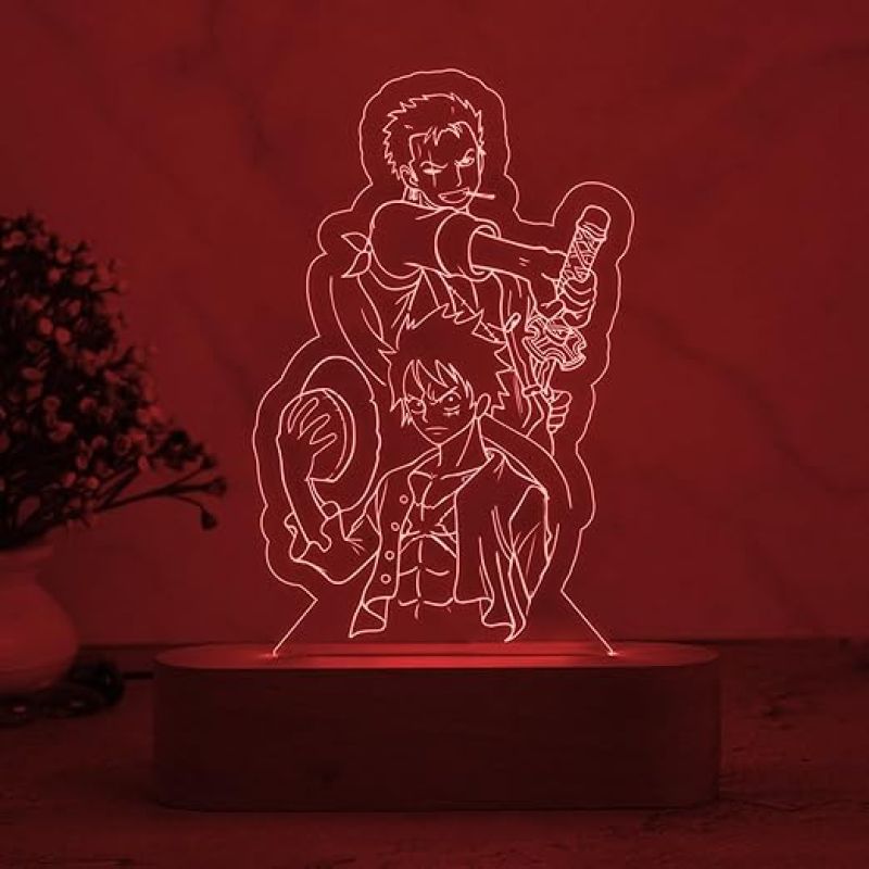 3D Illusion Monkey D Luffy & Zoro Manga Anime Night Lamp with 7 Color Changing Light  Anime Home Decor Light  Anime Action Figure Light