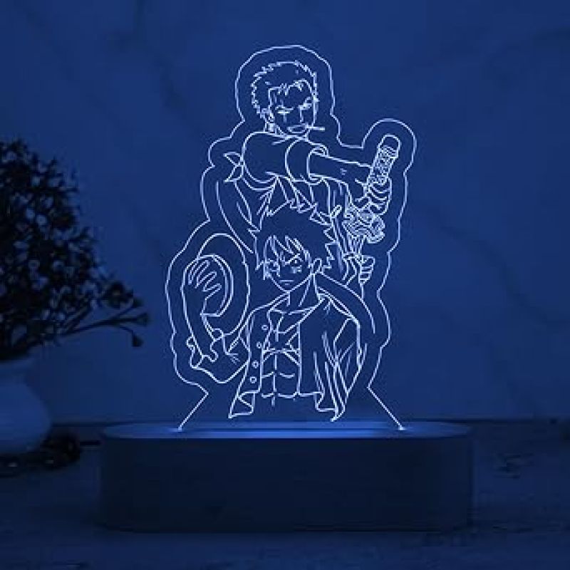 3D Illusion Monkey D Luffy & Zoro Manga Anime Night Lamp with 7 Color Changing Light  Anime Home Decor Light  Anime Action Figure Light
