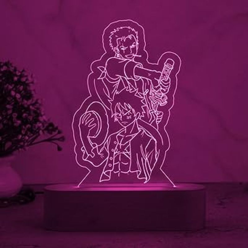 3D Illusion Monkey D Luffy & Zoro Manga Anime Night Lamp with 7 Color Changing Light  Anime Home Decor Light  Anime Action Figure Light