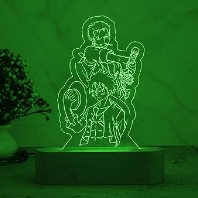 3D Illusion Monkey D Luffy & Zoro Manga Anime Night Lamp with 7 Color Changing Light  Anime Home Decor Light  Anime Action Figure Light