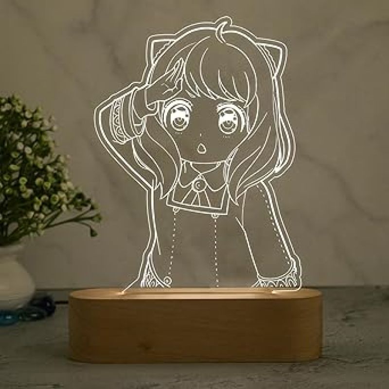 3D Illusion Anyaforger Anime Table Lamp with Cool White Light Bedroom Decor Kids Gift  Gift for Anime Lover  Bedside Table Lamp