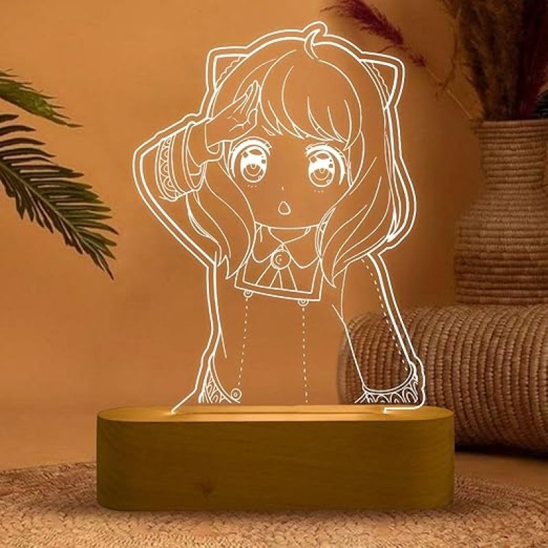 3D Illusion Anyaforger Anime Table Lamp with Cool White Light Bedroom Decor Kids Gift  Gift for Anime Lover  Bedside Table Lamp
