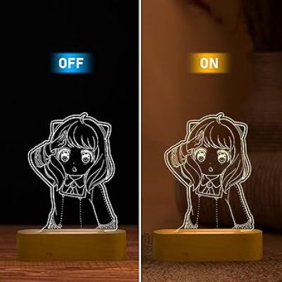 3D Illusion Anyaforger Anime Table Lamp with Cool White Light Bedroom Decor Kids Gift  Gift for Anime Lover  Bedside Table Lamp