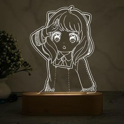 3D Illusion Anyaforger Anime Table Lamp with Cool White Light Bedroom Decor Kids Gift  Gift for Anime Lover  Bedside Table Lamp